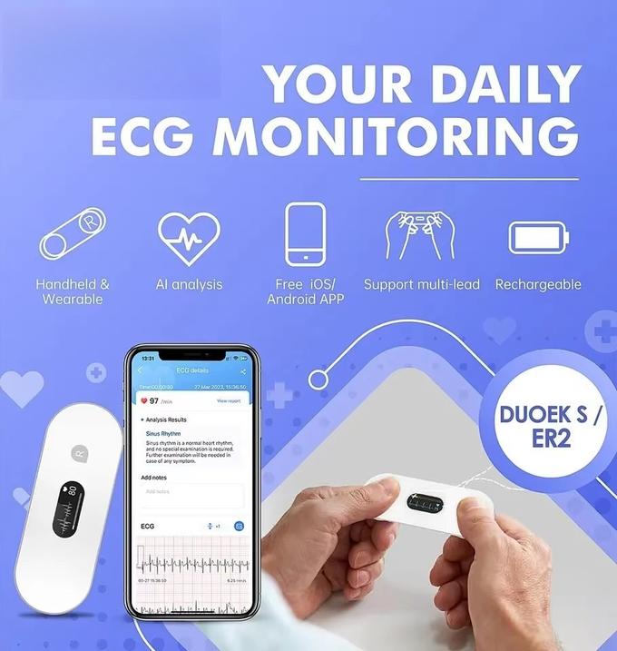 Moniteur de fréquence ECG portable dynamique cardiaque DuoEK S , Bluetooth