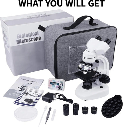 Microscope binoculaire LED USCAMEL EM‑305 40×‑1000× (jusqu’à 2500×) – oculaires 10×/25×