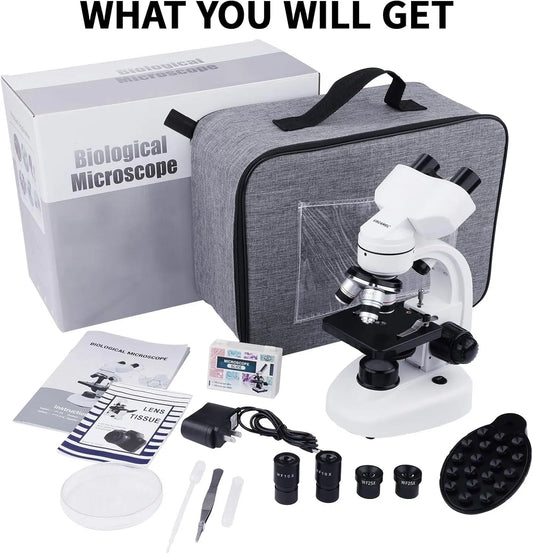 Microscope binoculaire LED USCAMEL EM‑305 40×‑1000× (jusqu’à 2500×) – oculaires 10×/25×